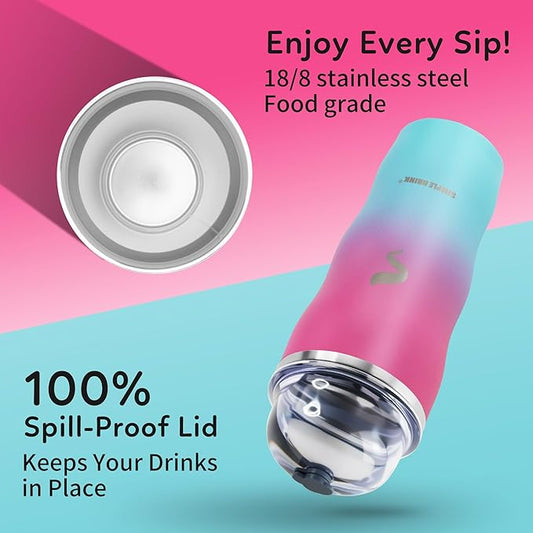 20Oz Insulated Tumbler With Straw And Lid, Stainless Steel Coffee Cup, Double Wall Vacuum Travel Mug,Spill proof Iced Coffee Tumbler, Beach tumbler, Green Red Tumbler