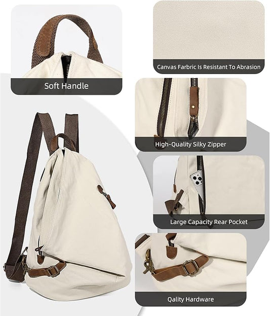 KL928 Canvas Vintage Backpack – Large Casual Daypack Outdoor Travel Rucksack Hiking Backpacks for Men Women