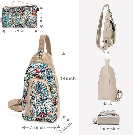 Black Butterfly Canvas Chest Bag, Small Chest Pack, Crossbody Bag for Travel, Inclined Shoulder Bag