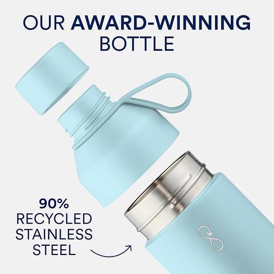 Ocean Bottle Big 34 oz | Stainless Steel Water Bottle | Reusable & Sustainable | Keeps Drinks Cold & Hot | Eco Friendly Gift (Sky Blue)