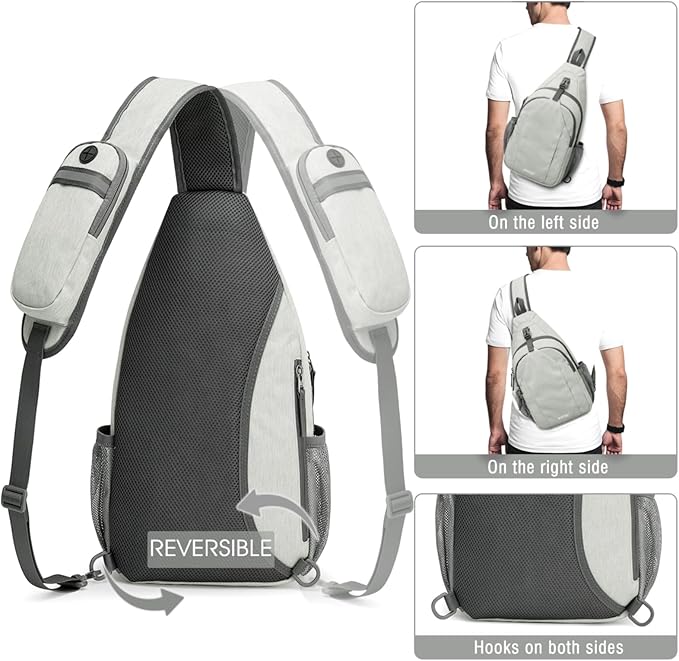 G4Free Sling Bag RFID Blocking Sling Backpack Crossbody Chest Bag Daypack for Hiking Travel(Gainsboro)