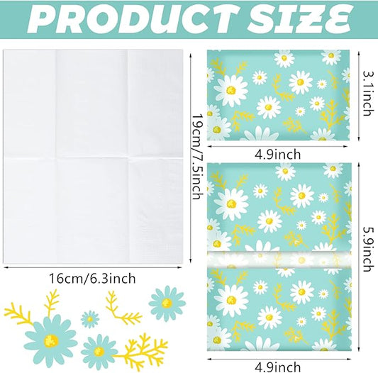 Geyee 50 Packs Facial Tissue Travel Packs Disposable Pocket Tissues for Wedding Guest Travel School Purse Home Supplies, 500 Sheets 3 Ply(Daisy)