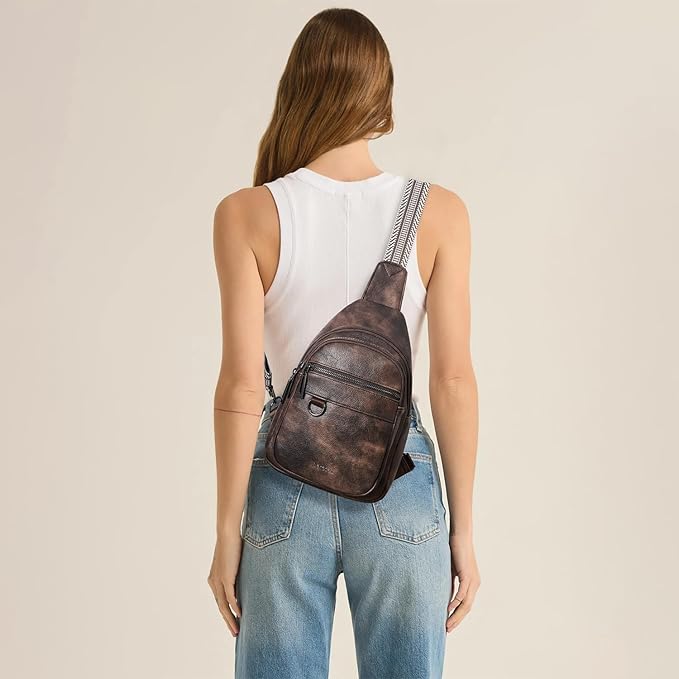 7L Sling Bag for Women Men Vegan Leather Crossbody Bags Fanny Pack Purse Backpack Over Shoulder Bag Travel Anti Theft