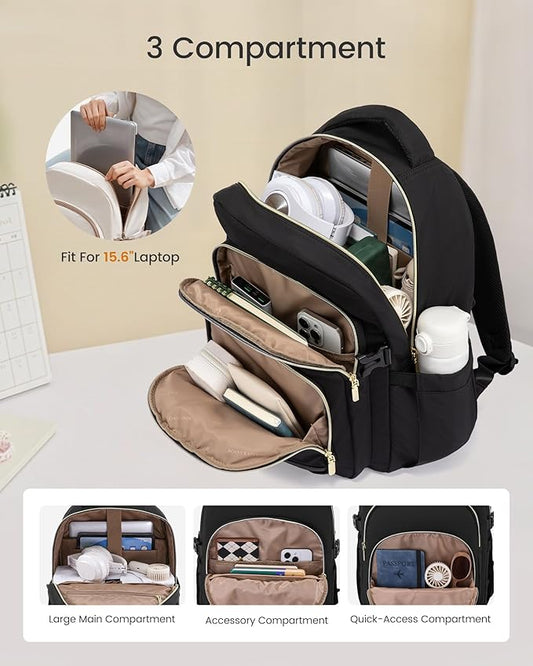 LOVEVOOK Laptop Backpack for Women, 15.6-Inch Work Backpack, Back to School Bookbag for College Student Teen Girls, Casual Personal Item Travel Bag Business Computer Daypack for Teacher Nurse, Gift