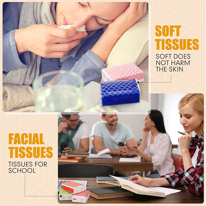 Thenshop 200 Packs Travel Tissues Bulk Geometric Designed Pocket Size Tissues, 3 Ply Paper Facial 2000 Count for Travelling Walking Weddings Graduation