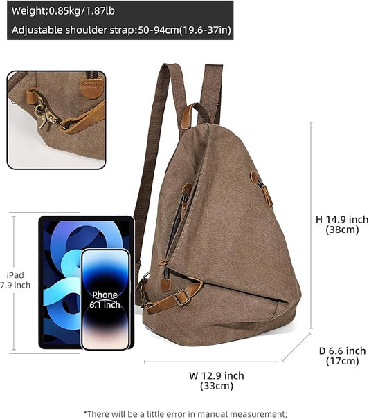 KL928 Canvas Vintage Backpack – Large Casual Daypack Outdoor Travel Rucksack Hiking Backpacks for Men Women