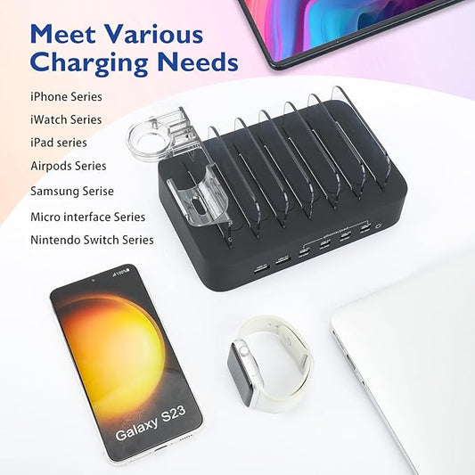 USB C Charging Station for Multiple Devices Apple,100W 4 PD and 2 USB Charger Stations Compatible with Apple iPhone iPad and Android Phone and Tablet,Type C Multi Charging Station