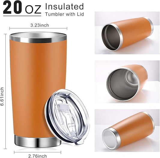 Sieral 36 Packs Stainless Steel Tumbler Bulk with Lid Vacuum Double Wall Insulated Travel Coffee Mug Powder Coated Tumbler Cup for Graduation Wedding Christmas Birthday Party(Brown Gray, 20 oz)