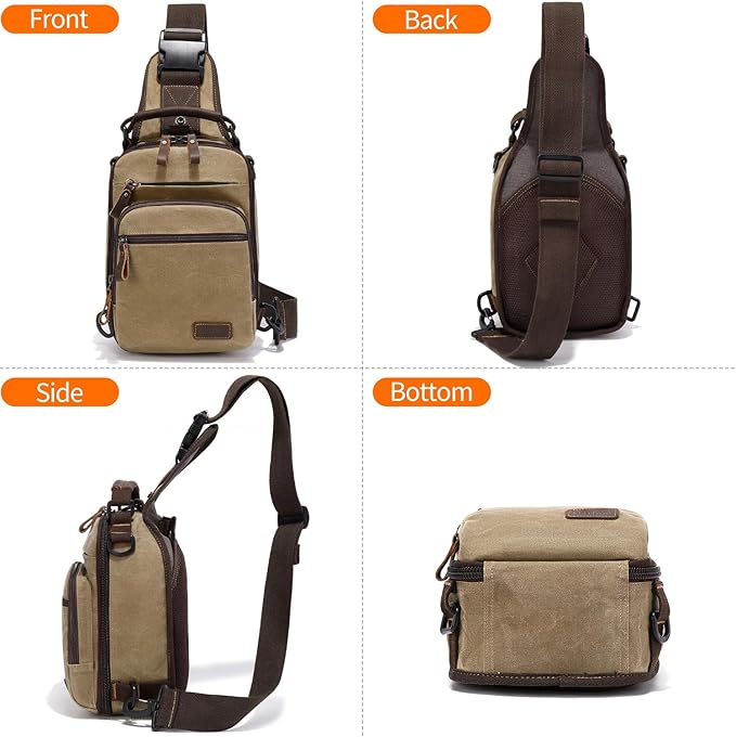 Nerlion Sling Bag for Men Waxed Canvas Crossbody Bag Chest Bag Water Resistant Shoulder Bag Casual Daypack