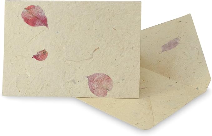 Kathmandu Valley Co. Nepali Cherish Greeting Card & Envelope Deluxe Box Set with Handmade Lokta Paper from Nepal, 25 Cards (Bougainvillea)