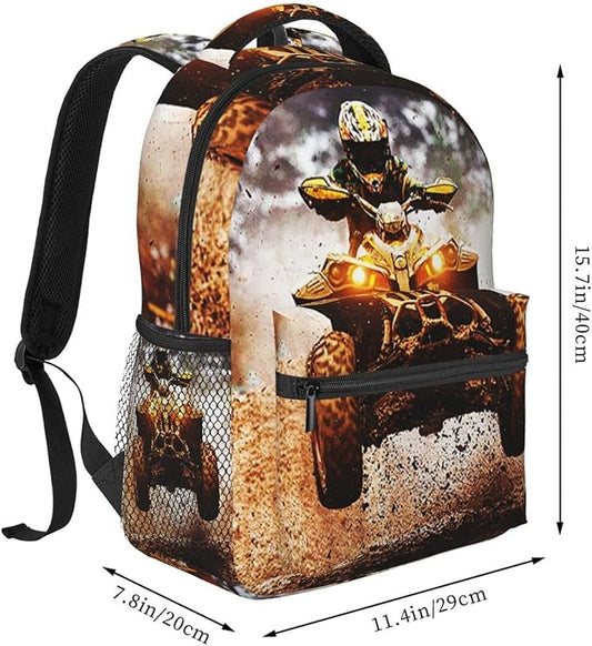 Backpack Dirt Quad Bike 4 Wheelers Off Road Ride on ATV, Travel Laptop Backpacks Casual College Daypack School Bag for Boys Girls Men Adult