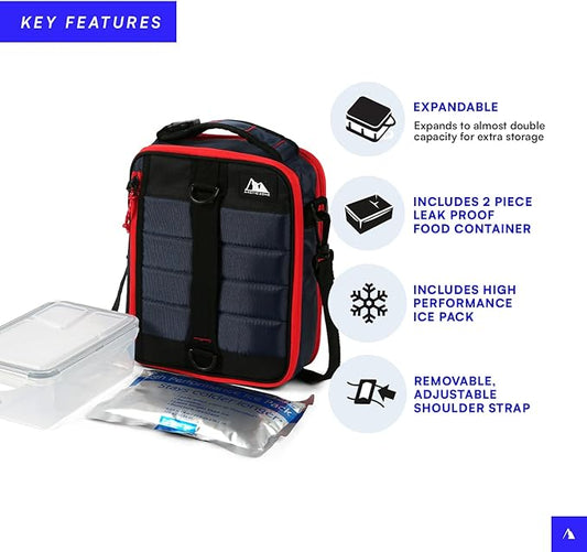 Arctic Zone Ultimate Expandable Insulated Lunch Box, Dual Compartment Insulated - Navy