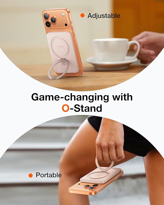 TORRAS EasyGo 0.45" Slim Magnetic Portable Charger Power Bank for iPhone, 5000mAh 22.5W PD Fast Charging Wireless Battery Pack Compatible with Magsafe, i Phone 17 Pro Max,Pro,16,15,14,13,12, Rose Gold