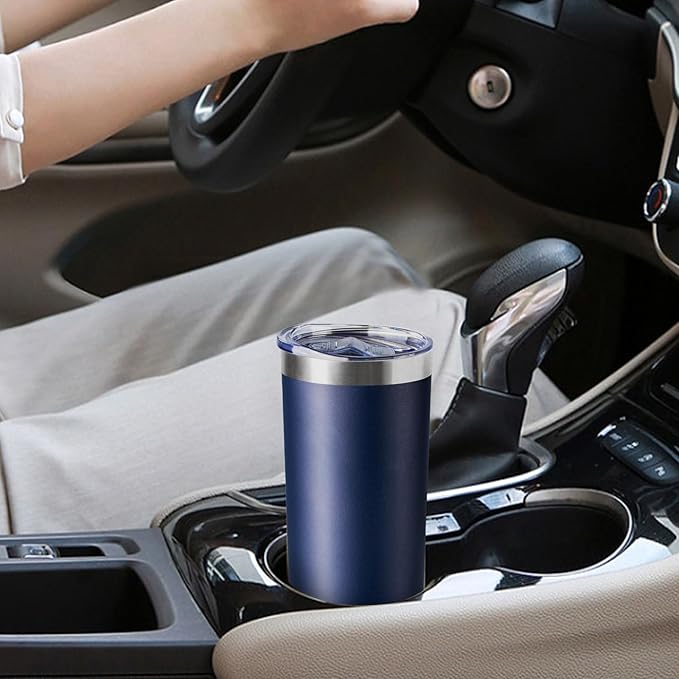 20 oz Skinny Tumbler with Lid and Straw,Stainless Steel Vacuum Insulated Tumbler Cup Double Wall Leak-proof Coffee Mug,Travel Thermal Water Tumbler for Home,Office,Outdoor(Navy Blue,4)