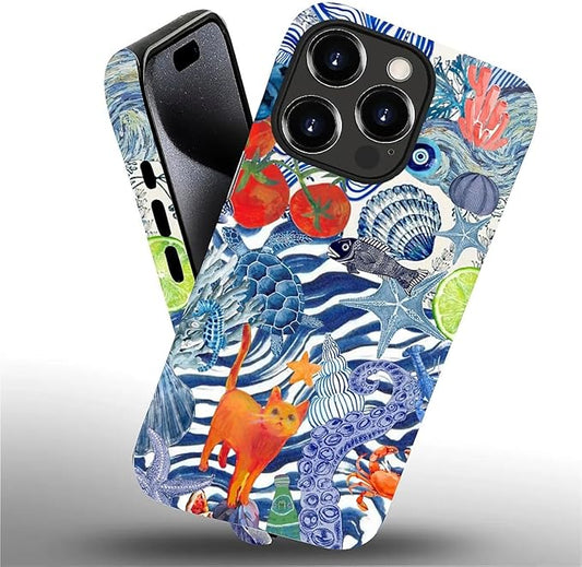 Case for iPhone 15 Pro Max,Leopard Cherry Shell Aesthetics for Woman Men Full Body Protective Cover Shockproof 2 in 1 Silicone + Hard PC Case for iPhone 15 Pro Max