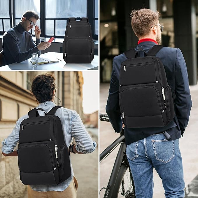 Extra Large Travel Laptop Backpack for Men & Women - USB Charging Port Anti Theft Water Resistant College School Work Backpack Fits 17 Inch Computer - 35L (Black, X-Large