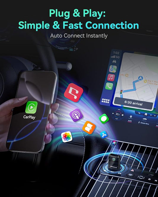 Wireless CarPlay Adapter 2025 Version, 2-in-1 Stable 5.8GHz Connection, Plug & Play via USB/USB-C, Auto Connect, Compact Car Accessory (Style 1)