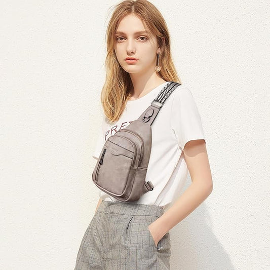 Womens Sling Bag Crossbody Bags for Women Vegan Leather Sling Backpack Daypack Fanny Pack Crossbody Purse Travel