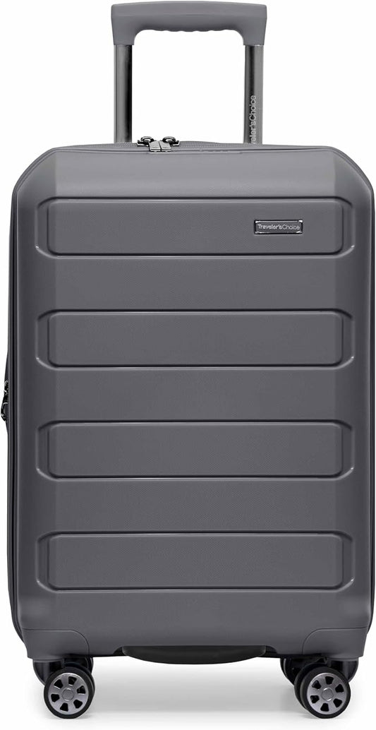 Traveler's Choice Pagosa Indestructible Hardshell Expandable Spinner Luggage, Gray, 2-Piece Set (22/26)