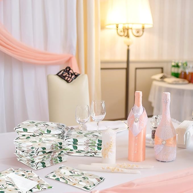 Geyee 50 Packs Facial Tissue Travel Packs Disposable Pocket Tissues for Wedding Guest Travel School Purse Home Supplies, 500 Sheets 3 Ply(Magnolia)