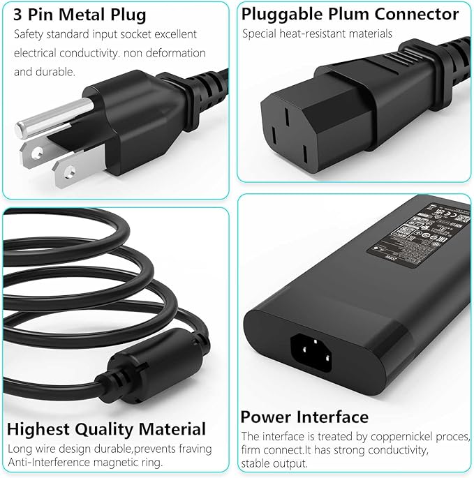 200W AC Adapter Charger Compatible with TPN-DA10 L00818-850 L00895-003 ADP-200HB B HP OMEN Laptop 15-dh0005la OMEN 17 Series Laptop Power Supply Cord