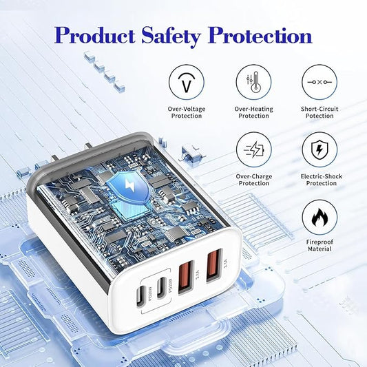 iPhone 17 16 USB C Fast Charger Block,USB C Charging Block 2-Pack 40W Type C 4in1 Multiport Fast Plug Wall Charger for iPhone 17 Pro Max/17 Air/17 Pro/16 Plus/16e/15 Pro Max/14/13/12/Xs Max/XR/X,iPad