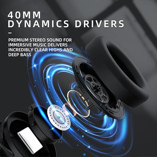 SoundMAGIC P60BT Audiophile Headphone Wireless Bluetooth HiFi Stereo Sound Best Over-Ear Music Headset with Active Noise Cancelling, HD MIC, Touch Sensitive Control, 50 Hours Playing Time, Black