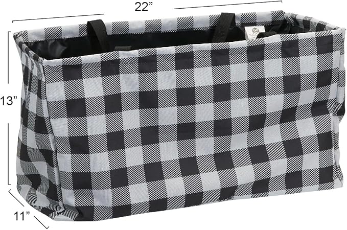 Household Essentials Large Canvas Utility Tote Bag with Handles | Collapsible Storage Basket for Laundry, Groceries, College, Beach, Car & More | Water-Resistant Lining | 11"x22"x13"