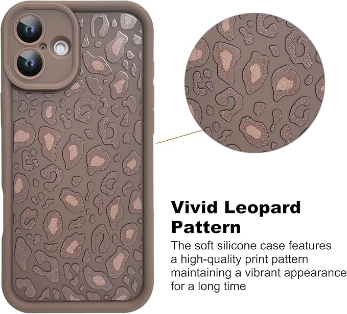 KANGHAR Case for iPhone 16 Leopard Printed Pattern Cute Cheetah Phone Case Soft TPU Shockproof Protective Cover for iPhone 16 6.1 Inch Brown
