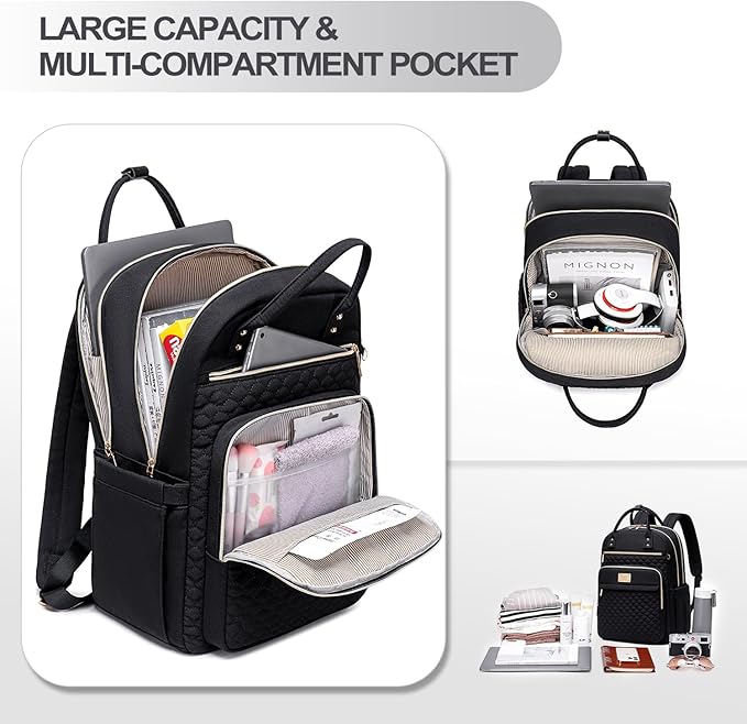 Laptop Backpack for Women,15.6 Inch Laptop Backpack for Work,Water Resistant Travel Backpack,College Bookbag with Wallet