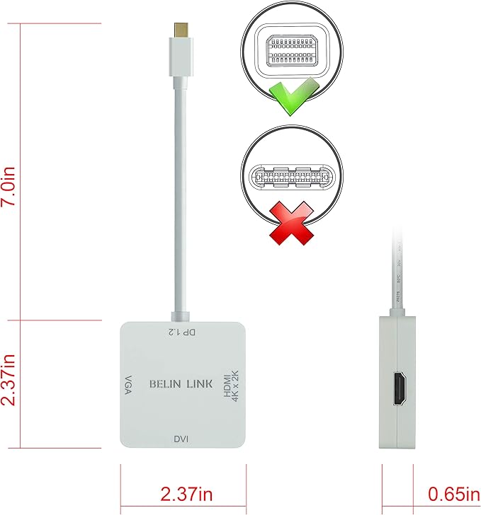 Mini DP to HDMI VGA DVI Adapter,Mini DisplayPort to VGA Adaptor for Surface Pro 6 5 4 3 Video Display Thunderbolt to DVI Converter for Mac,MacBook Pro,Air,HDMI Surface Book to TV,Projector,Monitor…