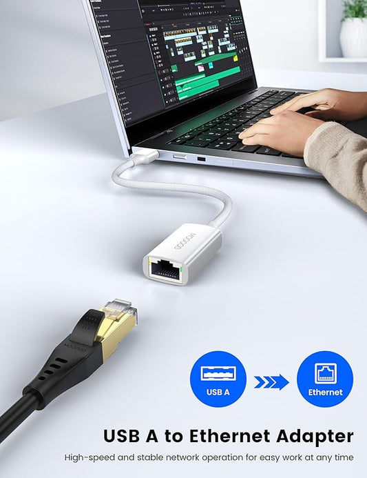 MOGOOD USB 3.0 to Gigabit Ethernet Adapter, Ethernet to USB Adapter, RJ45 Wired LAN Internet for MacBook Air 2024, MacBook Pro 2024, Asus Day Selection 4 etc