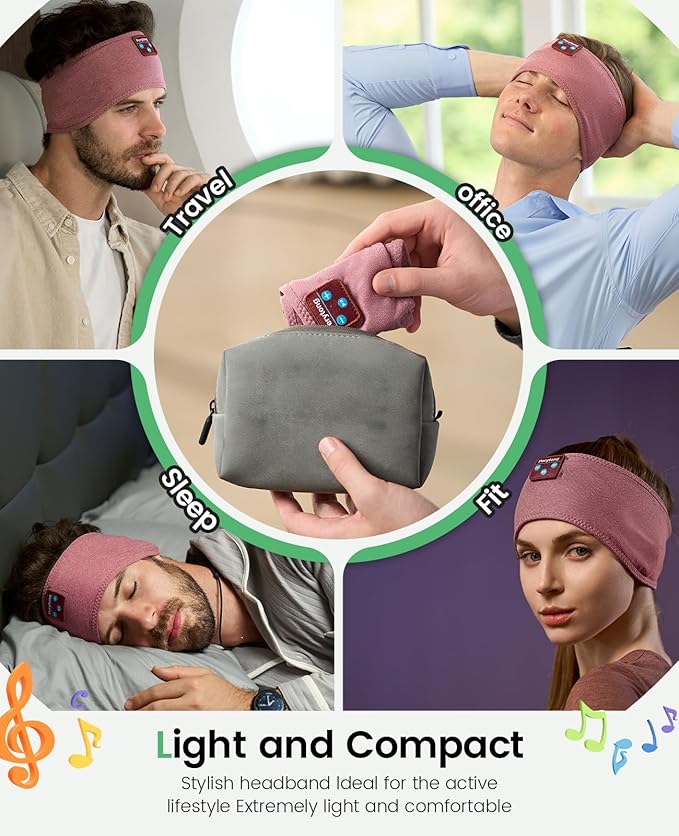 Perytong Sleep Headphones Bluetooth 5.2 Headband, Sports Wireless Earphones Music Sleeping Eye Mask Earbuds with HD Stereo Speaker for Mom Dad Women Men Teen Running Cool Gadgets Unique Gifts