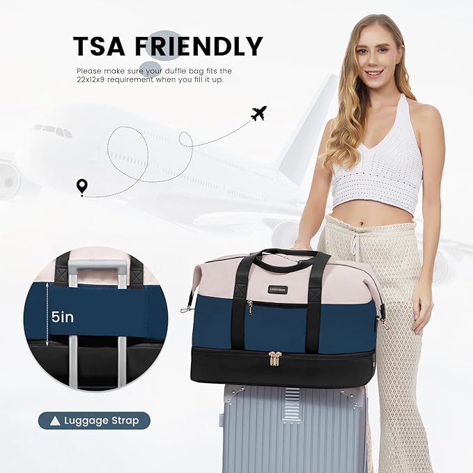 LOVEVOOK Weekender Bag, Large Travel Duffel Bag for Women with 2 Packing Cubes, Carry on Overnight Bag with Shoe Compartment, Mom Hospital Bags for Labor and Delivery