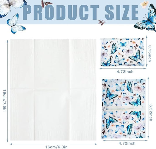Geyee 50 Packs Facial Tissue Travel Packs Disposable Pocket Tissues for Wedding Guest Travel School Purse Home Supplies, 500 Sheets 3 Ply(Vintage Butterfly)