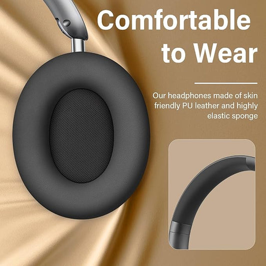 Y05 Bluetooth Headphones Wireless Over Ear with Microphone 48 Hours Playtime, High Sound Quality Foldable Soft Earpads Earphones for Travel - Space Grey