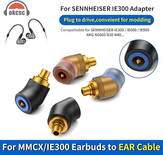okcsc Ear Female to IE300/MMCX Male Headphone Adapter,for Pentaconn Ear PE Cable,for SENNHEISER Headsets IE300/IE600/IE900 AKG N5005 N30 N40/MMCX,Easy Use High Grade Quality Audio Adapter,1 Pair/Black