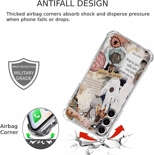 Case for Samsung Galaxy S23+ with Aesthetic Beige Desgin,Spiritual Hippie Quotes Collage,Clear Soft TPU Protective Case,6.6"(Beige,S23P)