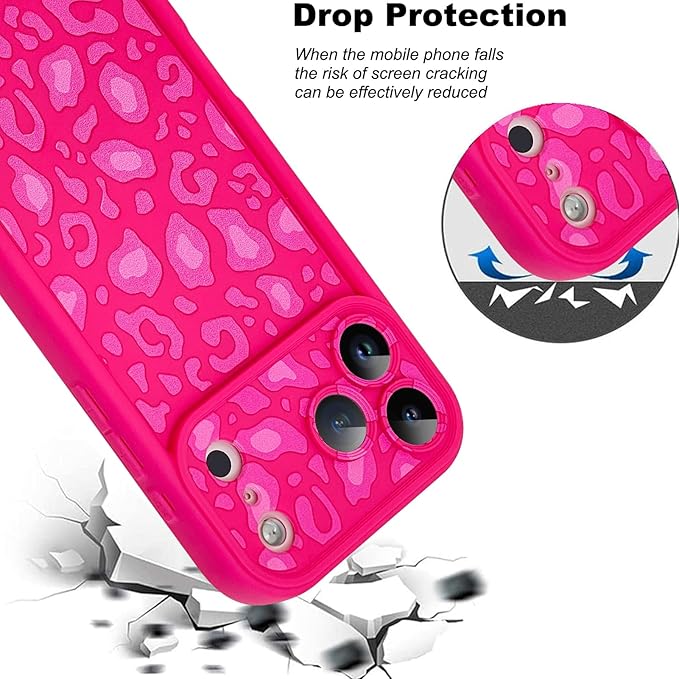 KANGHAR Case Compatible with iPhone 17 Pro Max Leopard Printed Pattern Cute Cheetah Phone Case Soft TPU Shockproof Protective Cover Designed for iPhone 17 Pro Max 6.9 Inch Hot Pink