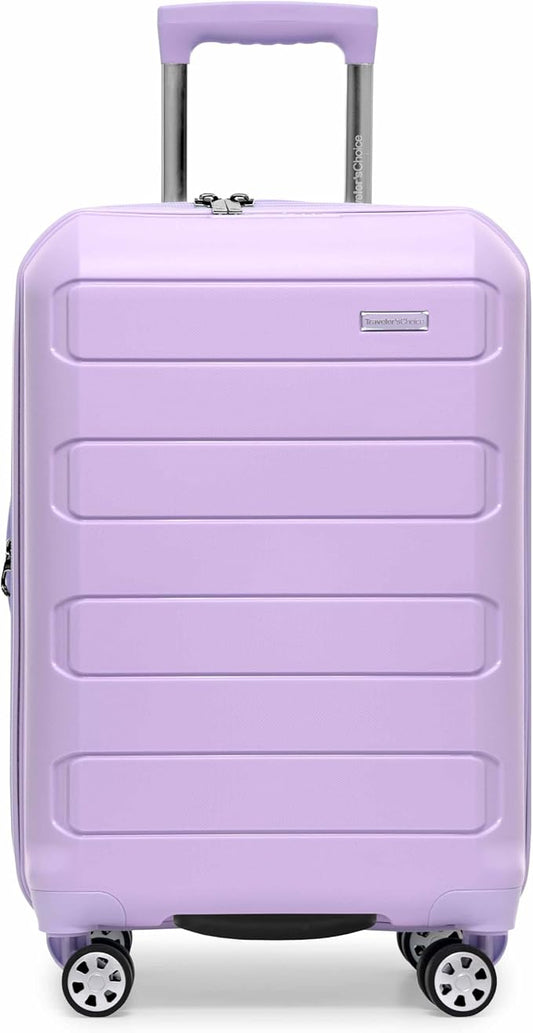 Traveler's Choice Pagosa Indestructible Hardshell Expandable Spinner Luggage, Lavender, 22-Inch Carry-on