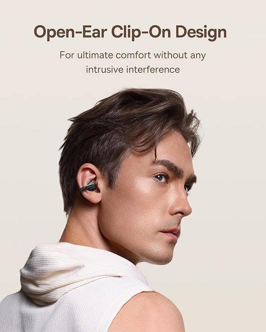 Baseus Bowie MC1 Open Ear Clip-On Earbuds, Adaptive Comfort with Anti-Drop Design, Impactful Sound with Adaptive Bass Boost, Adaptive Noise Cancelling Calls, IP57 Waterproof, 40H Playtime, Lightweight