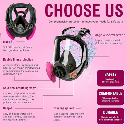 Respirator Mask, Reusable Face Respirators with Filters, Gas Masks Against Chemicals/Organic Vapor/Formaldehyde
