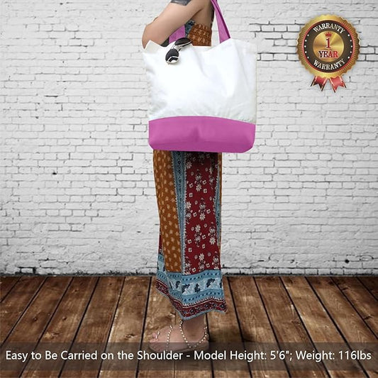 TOPDesign 1-Pack Super Strong Large 12oz Cotton Canvas Tote Bag, Reusable Grocery Shopping Cloth Bag, Fashionable Two-Tone Tote for Crafts, DIY Your Creative Designs