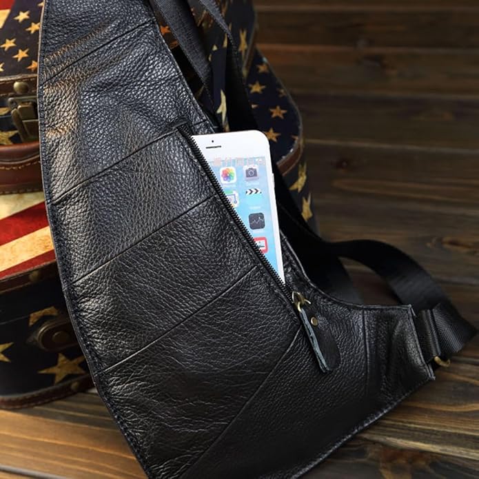 KPYWZER Vintage Leather Sling Bag Backpack for Men Crossbody Shoulder Chest DayPack Backpacks