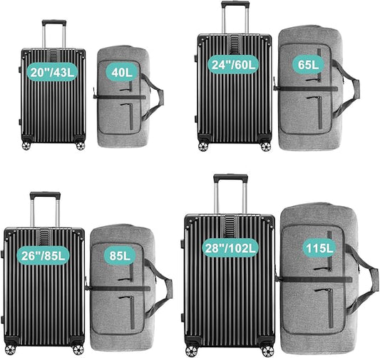 Dimayar 65L Travel Duffle Bag for Men Women - Foldable Duffel Bag with Shoes Compartment - Overnight Bags Waterproof & Tear Resistant(Gray)