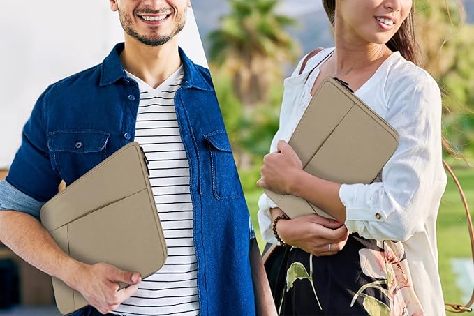 15.6 inch Laptop Sleeve, Shockproof Protective Computer Carrying Cover with Front Pocket, Briefcase Handbags Laptop Case for 15.6 inch HP, Dell, Acer, Asus, Notebook, Khaki