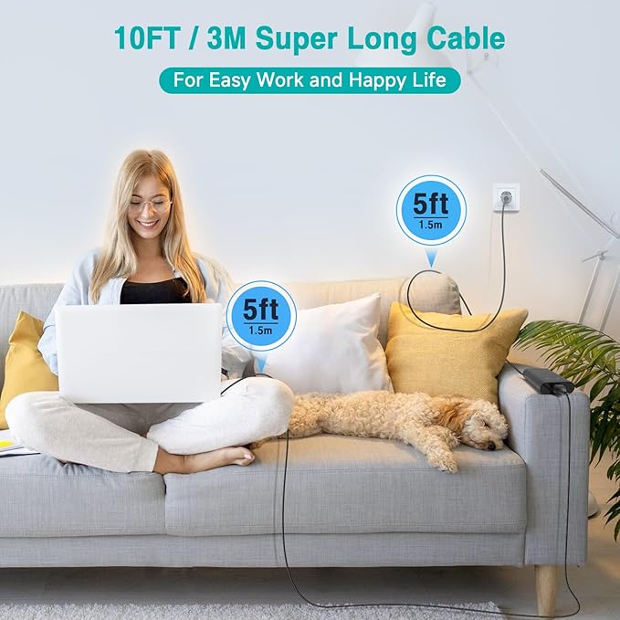 130W USB C Laptop Charger Type-C Power Adapter for Dell XPS 15 2-in-1 9575 XPS 17 9700 Precision 5530 5550 5750 3660 3551 Latitude 7410 7310 7210 9410 9510 5420 5520, 10FT Power Cord