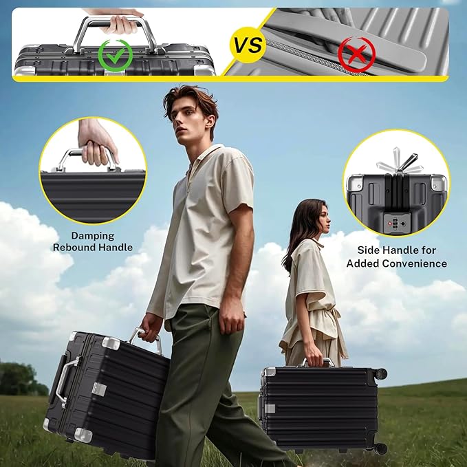 Krute Luggage Set 2 Pieces 20 28 Inch Aluminum Frame Carry on Luggages TSA Lock No Zipper Checked Suitcase with Spinner Wheels Lightweight PC Shell Hardside Suitcases