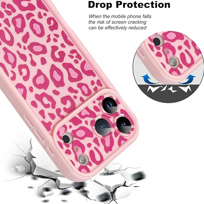 KANGHAR Case Compatible with iPhone 17 Pro Leopard Printed Pattern Cute Cheetah Phone Case Soft TPU Shockproof Protective Cover Designed for iPhone 17 Pro 6.3 Inch Pink