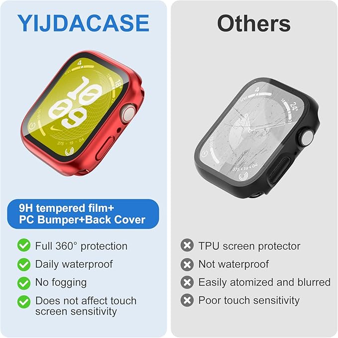 3 in 1 Waterproof Case for Apple Watch Series 11(2025) Series 10 Screen Protector 46mm Accessories Built-in Tempered Glass, 360°Full Protective PC Bumper Face Cover Compatible iWatch 46mm